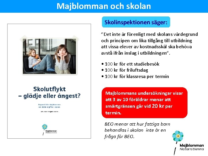 Majblomman och skolan Skolinspektionen säger: ”Det inte är förenligt med skolans värdegrund och principen