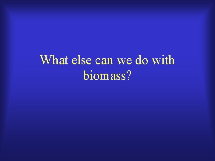 What else can we do with biomass? 
