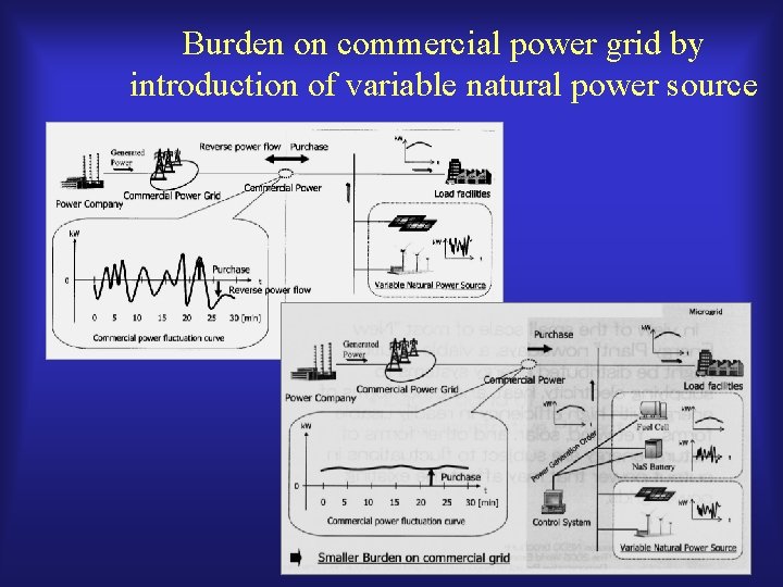 Burden on commercial power grid by introduction of variable natural power source 