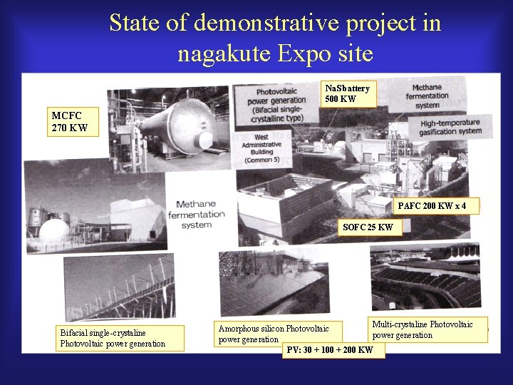 State of demonstrative project in nagakute Expo site Na. S battery 500 KW MCFC