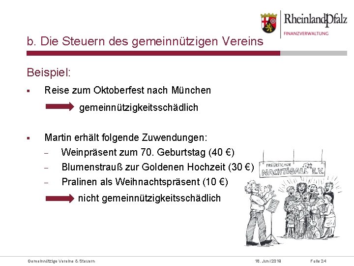 b. Die Steuern des gemeinnützigen Vereins Beispiel: § Reise zum Oktoberfest nach München gemeinnützigkeitsschädlich