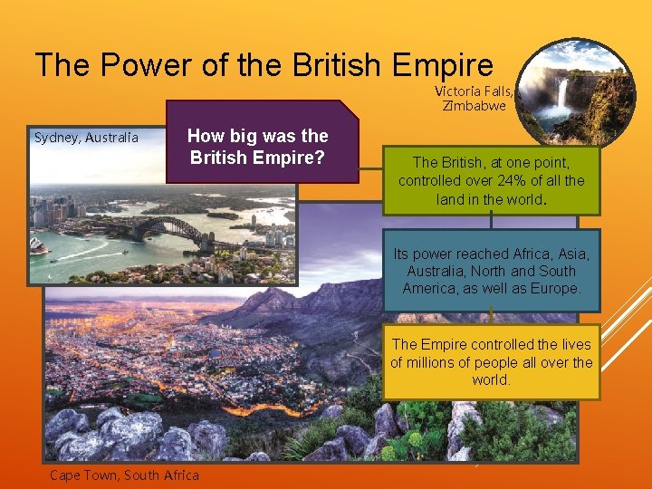 The Power of the British Empire Victoria Falls, Zimbabwe Sydney, Australia How big was