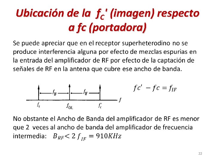 Ubicación de la f. C' (imagen) respecto a fc (portadora) • 22 