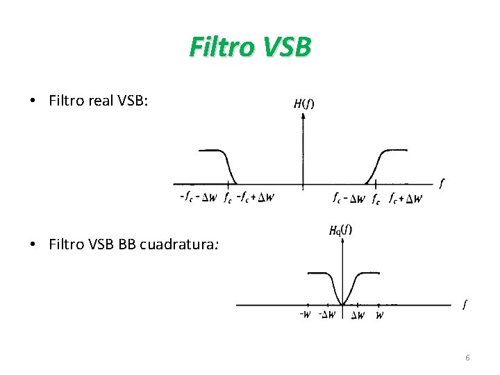 Filtro VSB • Filtro real VSB: • Filtro VSB BB cuadratura: 6 