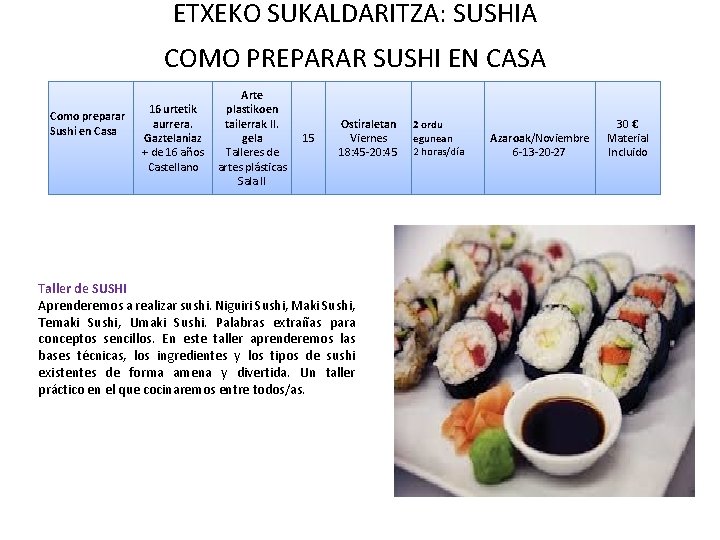 ETXEKO SUKALDARITZA: SUSHIA COMO PREPARAR SUSHI EN CASA Como preparar Sushi en Casa Arte
