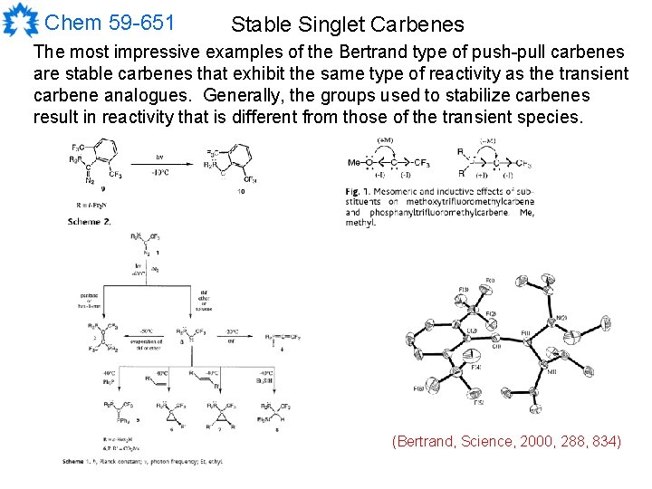 Chem 59 -651 Stable Singlet Carbenes The most impressive examples of the Bertrand type
