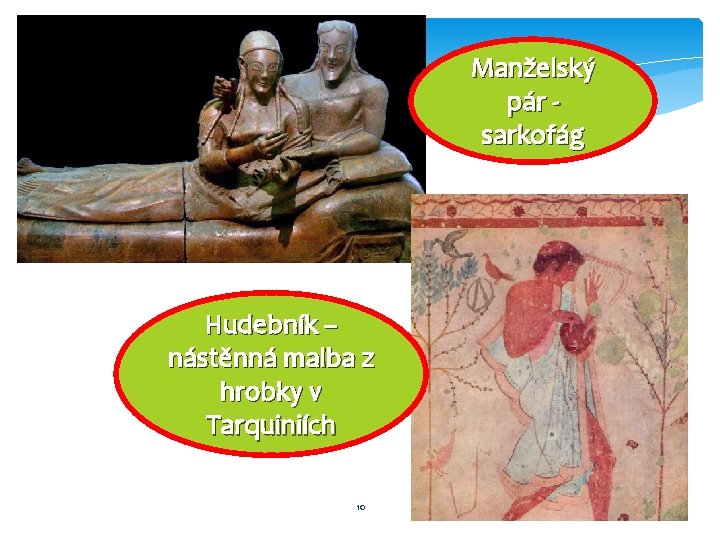 Manželský pár sarkofág Hudebník – nástěnná malba z hrobky v Tarquiniích 10 