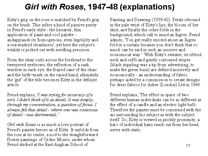 Girl with Roses, 1947 -48 (explanations) Kitty's grip on the rose is matched by