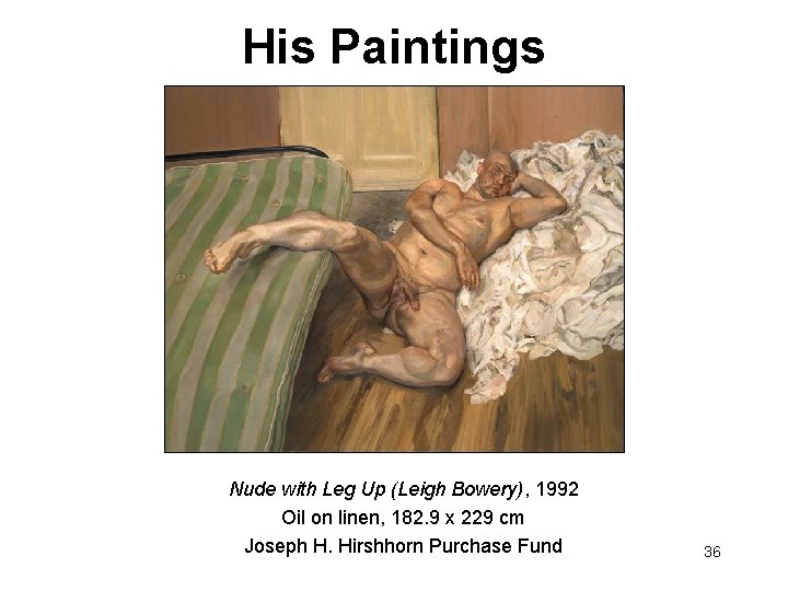 His Paintings Nude with Leg Up (Leigh Bowery), 1992 Oil on linen, 182. 9