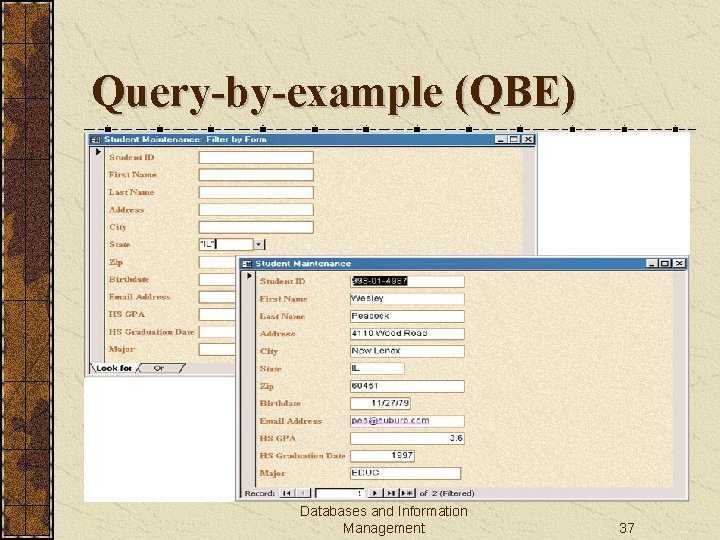 Query-by-example (QBE) Databases and Information Management 37 