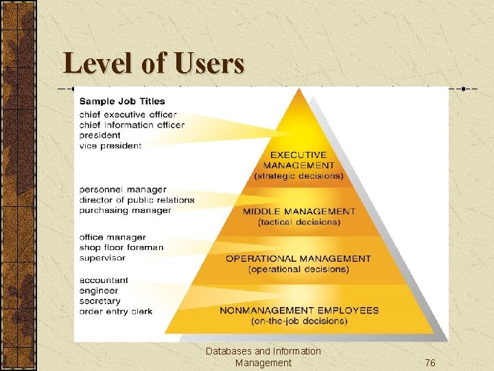 Level of Users Databases and Information Management 76 