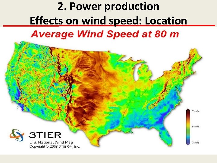 2. Power production Effects on wind speed: Location 