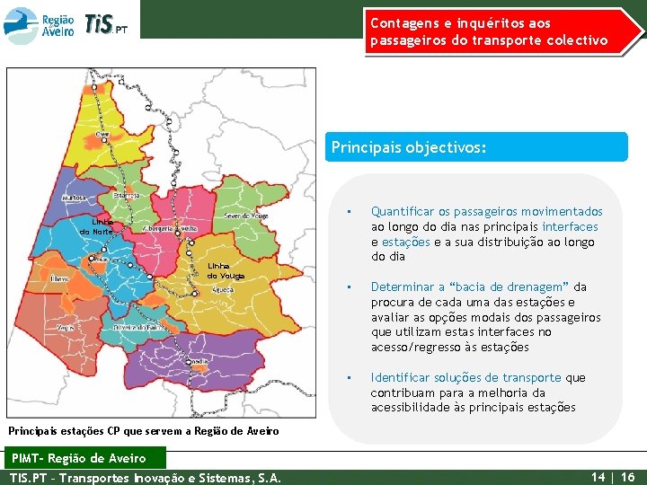 Contagens e inquéritos aos passageiros do transporte colectivo Principais objectivos: Linha do Norte Linha