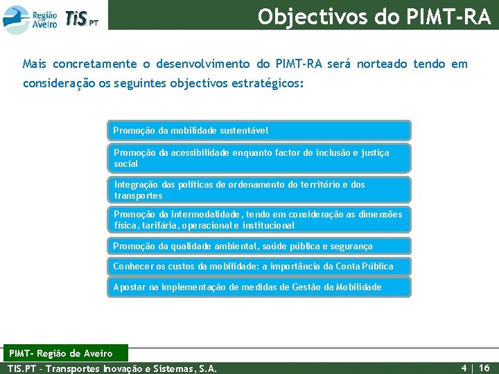Objectivos do PIMT-RA Mais concretamente o desenvolvimento do PIMT-RA será norteado tendo em consideração