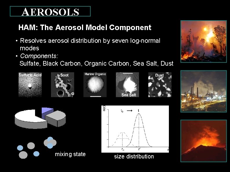 AEROSOLS HAM: The Aerosol Model Component • Resolves aerosol distribution by seven log-normal modes