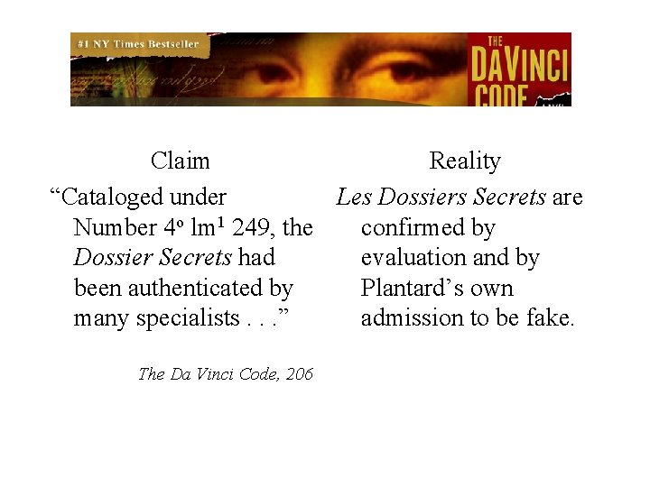 Claim Reality “Cataloged under Les Dossiers Secrets are Number 4 o lm 1 249,