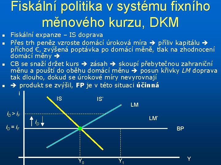 Fiskální politika v systému fixního měnového kurzu, DKM n n Fiskální expanze – IS