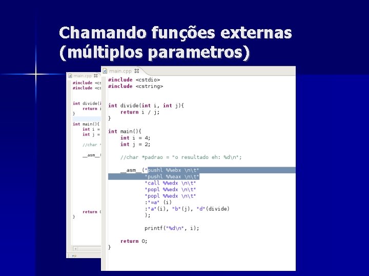 Chamando funções externas (múltiplos parametros) 