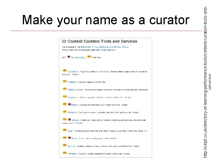 http: //c 4 lpt. co. uk/directory-of-learning-performance-tools/content-curation-tools-and- Make your name as a curator 