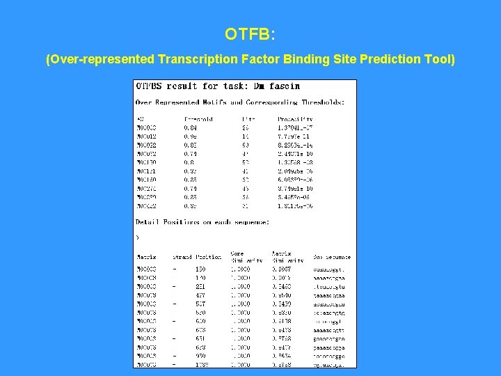 OTFB: (Over-represented Transcription Factor Binding Site Prediction Tool) 