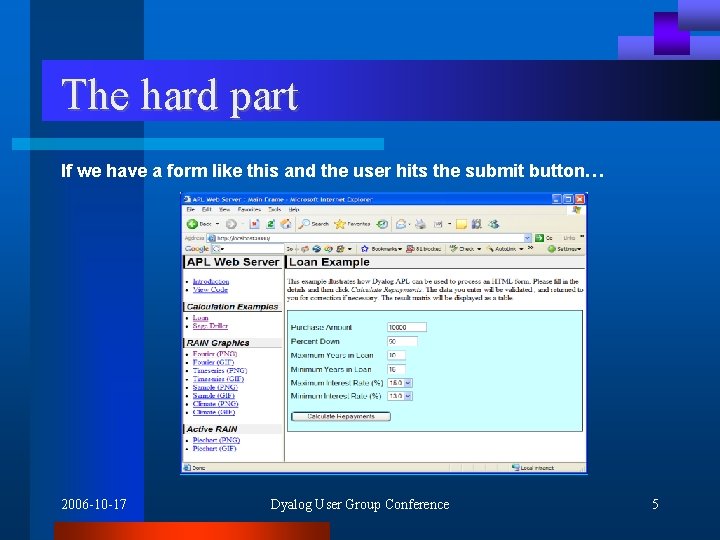 The hard part If we have a form like this and the user hits
