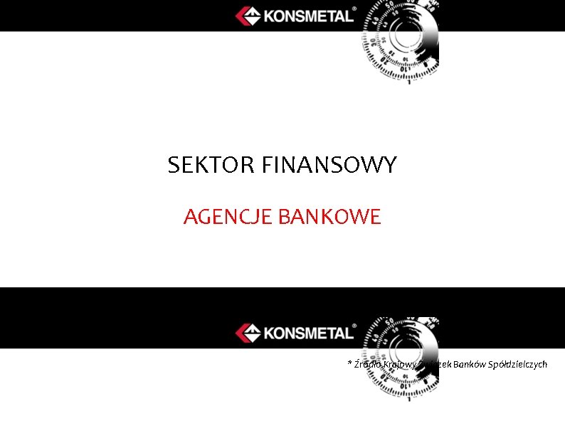 SEKTOR FINANSOWY AGENCJE BANKOWE * Źródło Krajowy Związek Banków Spółdzielczych 