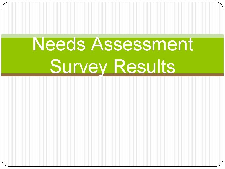 Needs Assessment Survey Results 