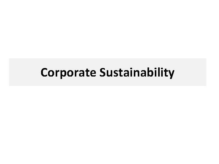 Corporate Sustainability 