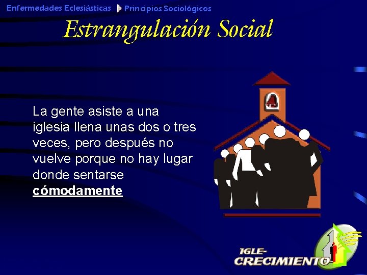 Enfermedades Eclesiásticas Principios Sociológicos Estrangulación Social La gente asiste a una iglesia llena unas