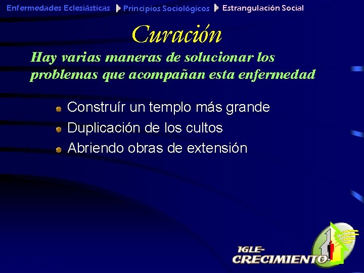 Enfermedades Eclesiásticas Principios Sociológicos Estrangulación Social Curación Hay varias maneras de solucionar los problemas