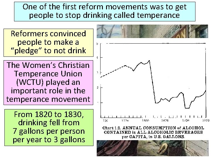 One of the first reform movements was to get people to stop drinking called