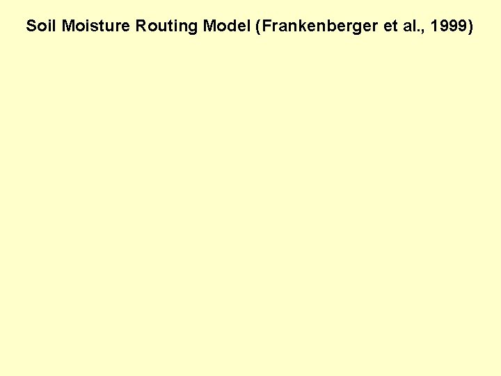 Soil Moisture Routing Model (Frankenberger et al. , 1999) 