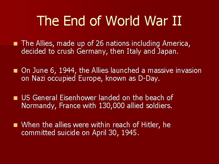 The End of World War II Pearl Harbor