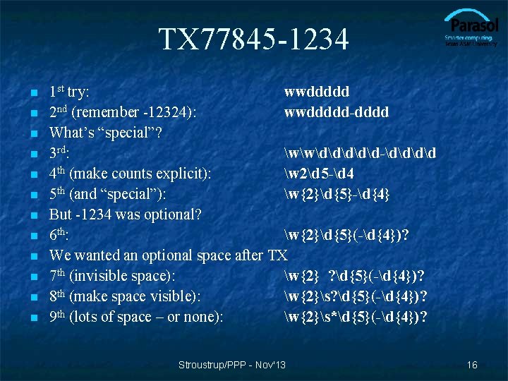 TX 77845 -1234 n n n 1 st try: wwddddd 2 nd (remember -12324):