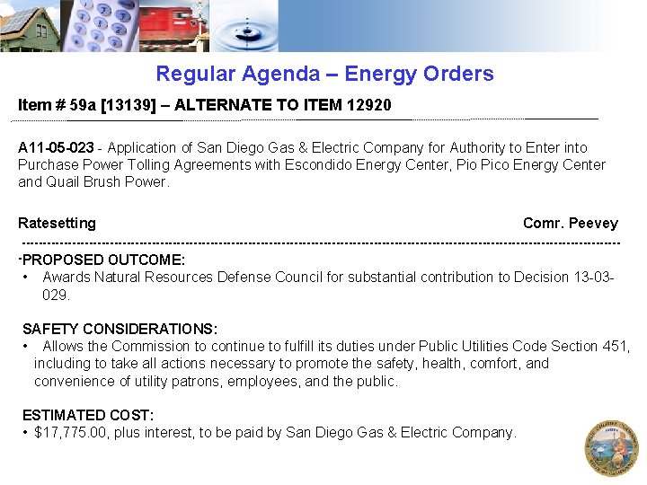 Regular Agenda – Energy Orders Item # 59 a [13139] – ALTERNATE TO ITEM