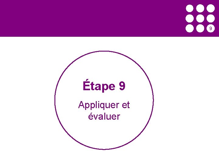 Étape 9 Appliquer et évaluer 