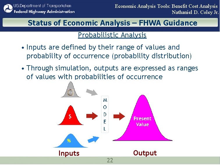 Economic Analysis Tools: Benefit Cost Analysis Nathaniel D. Coley Jr. Status of Economic Analysis