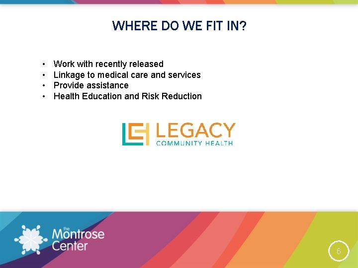 WHERE DO WE FIT IN? • • Work with recently released Linkage to medical