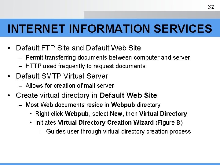 32 INTERNET INFORMATION SERVICES • Default FTP Site and Default Web Site – Permit