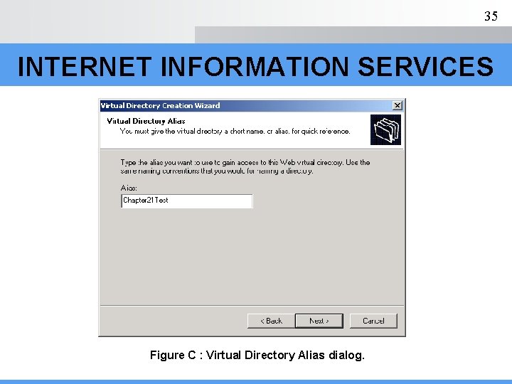 35 INTERNET INFORMATION SERVICES Figure C : Virtual Directory Alias dialog. 