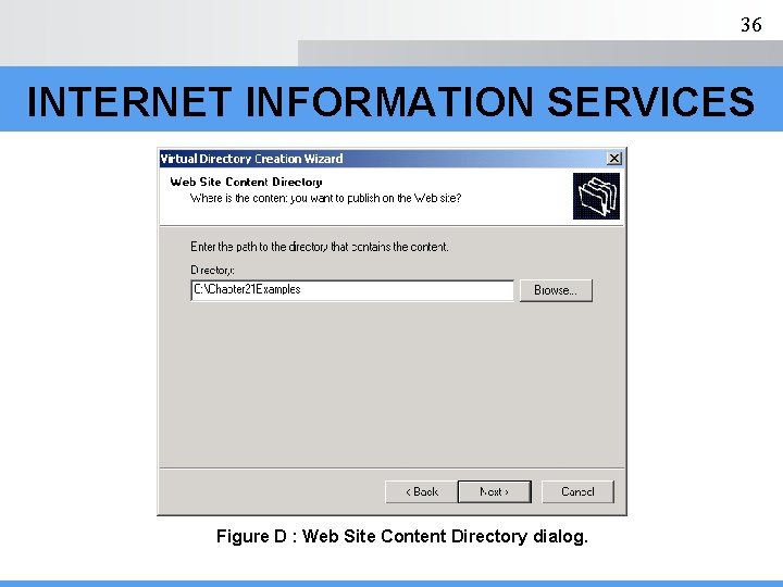 36 INTERNET INFORMATION SERVICES Figure D : Web Site Content Directory dialog. 