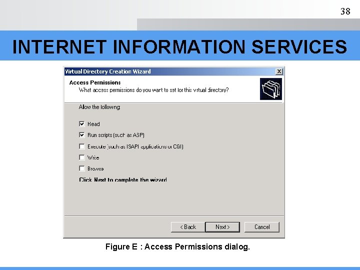 38 INTERNET INFORMATION SERVICES Figure E : Access Permissions dialog. 