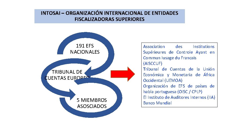 INTOSAI – ORGANIZACIÓN INTERNACIONAL DE ENTIDADES FISCALIZADORAS SUPERIORES 191 EFS NACIONALES TRIBUNAL DE CUENTAS