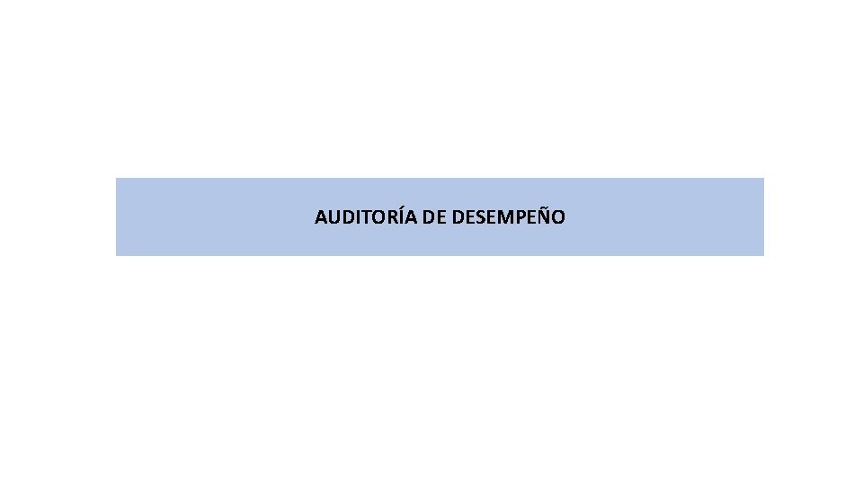 AUDITORÍA DE DESEMPEÑO 