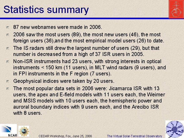 Statistics summary ã ã ã 87 new webnames were made in 2006 saw the