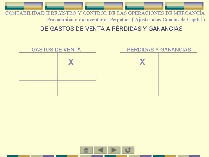 CONTABILIDAD II REGISTRO Y CONTROL DE LAS OPERACIONES DE MERCANCÍA Procedimiento de Inventarios Perpetuos