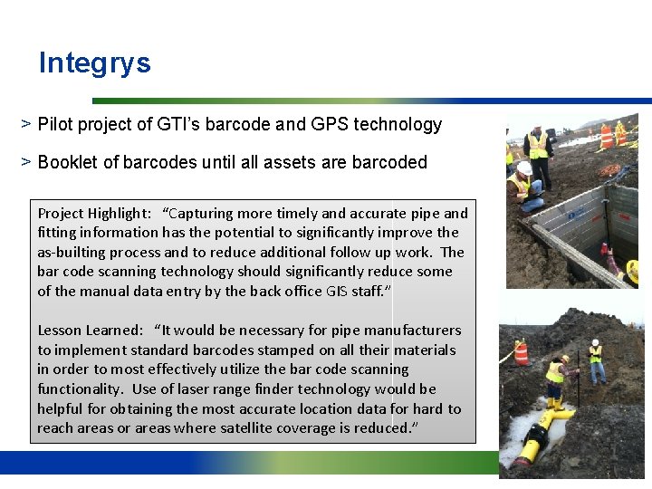 Integrys > Pilot project of GTI’s barcode and GPS technology > Booklet of barcodes
