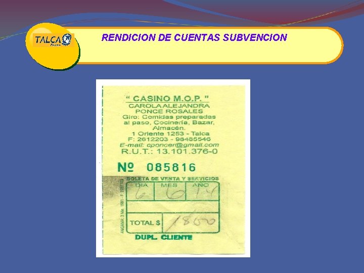 RENDICION DE CUENTAS SUBVENCION 