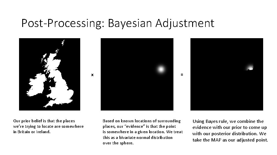 Post-Processing: Bayesian Adjustment x Our prior belief is that the places we’re trying to