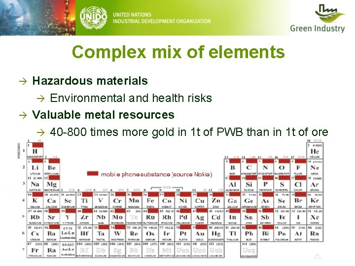 Complex mix of elements à à Hazardous materials à Environmental and health risks Valuable